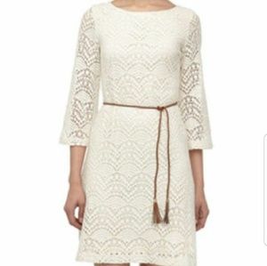 White crochet dress with belt